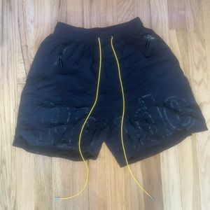 Rhude Nylon netted Shorts - Yellow drawstring
